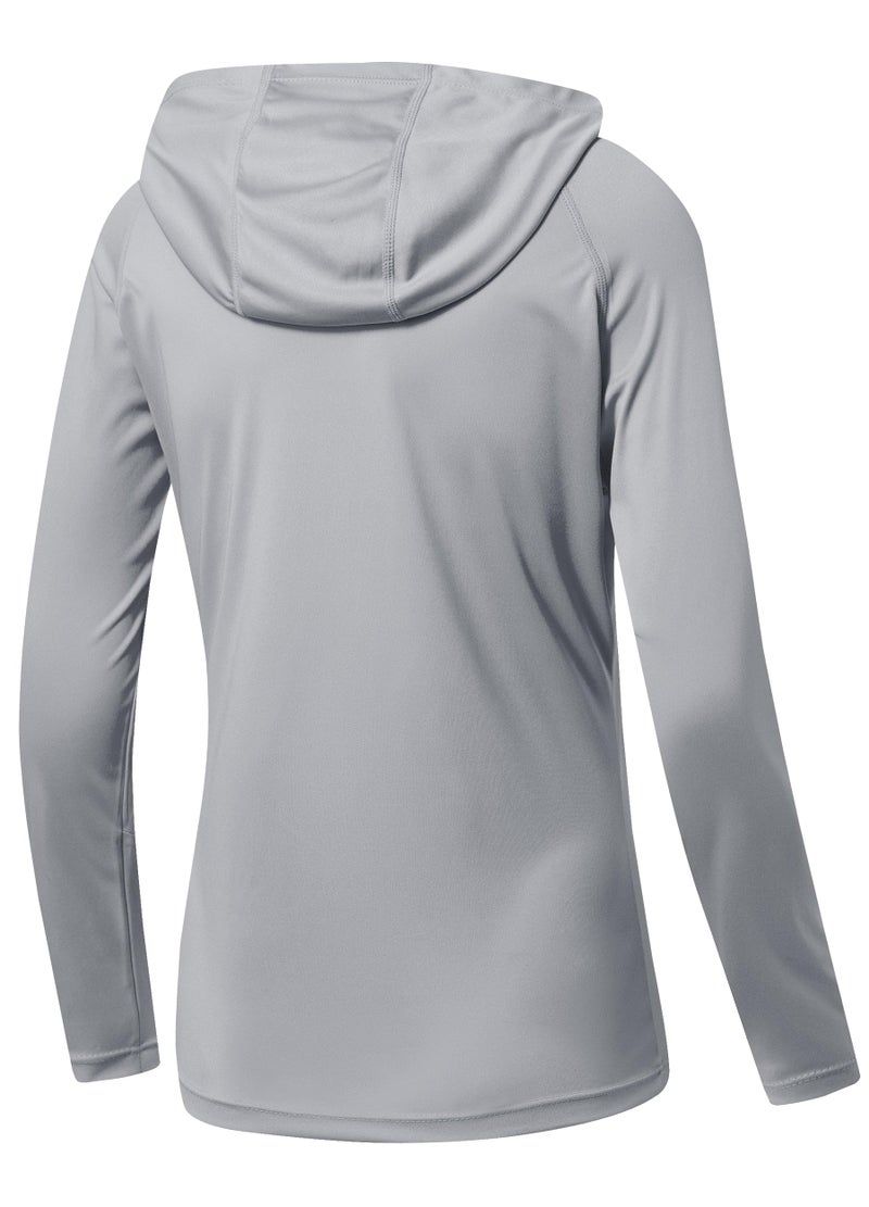 Willit Women's UPF 50+ Sun Protection Hoodie SPF Shirt Long Sleeve Hiking Fishing Outdoor Shirt Lightweight Hoodie Gray M - Image 2